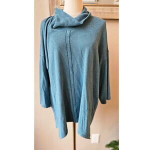 J. Jill Pure Jill Slouchy Relaxed Cowl Neck Sweater Women Size MP Teal Oversized